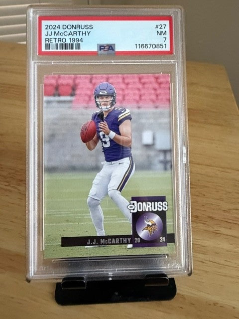 2024 Donruss JJ McCarthy Retro 1994 #27 PSA 7 Minnesota Vikings Rookie 🔥