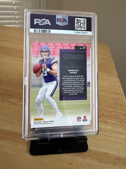2024 Donruss JJ McCarthy Retro 1994 #27 PSA 7 Minnesota Vikings Rookie 🔥